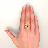 Raw Blue Sapphire Solitaire Ring on hand