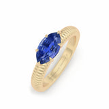 Marquise East West Sapphire Claw Set Solitaire Ring, 18K Yellow Gold