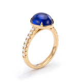 Cabochon Sapphire and Diamond Ring, 18K Yellow Gold