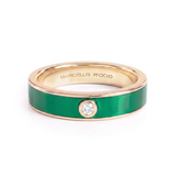 Diamond & GREEN Hand Painted Enamel Ring