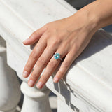Oval Neon Paraiba Tourmaline and Diamond Ring, 18K White Gold