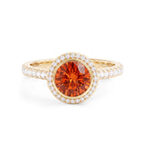 Round Spessartite Garnet and Diamond Bezel Ring, 18K Gold