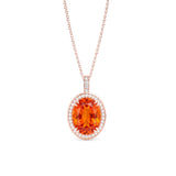 Oval Spessartite Garnet and Diamond necklace, 18K Rose Gold
