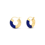 Lapis Lazuli Small Hoop Gold Earrings
