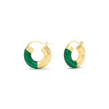 Malachite Small Hoop Gold Earrings