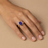 Oval Blue Tanzanite Engagement Ring, 18K Yellow Gold