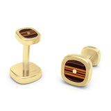 Tiger Eye Cushion Cufflinks, 18K Yellow Gold