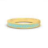 Mosaic turquoise enamel single band ring in yellow gold