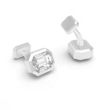 White Sapphire Octagon Cufflinks, 18K White Gold