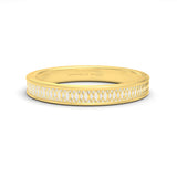 Mosaic white enamel single band ring in yellow gold