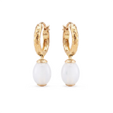 White Agate Huggie Earrings