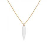 White Agate and Diamond Spike Pendant, 18K Gold