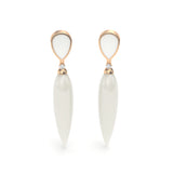 White Agate and Diamond Spike Drop Earrings, 18K Rose Gold