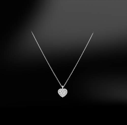 heart shape white GIA certified diamond wedding engagement gold platinum pendant