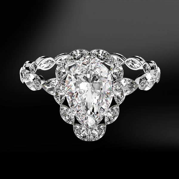 White Pear DIAMOND Solitaire Ring