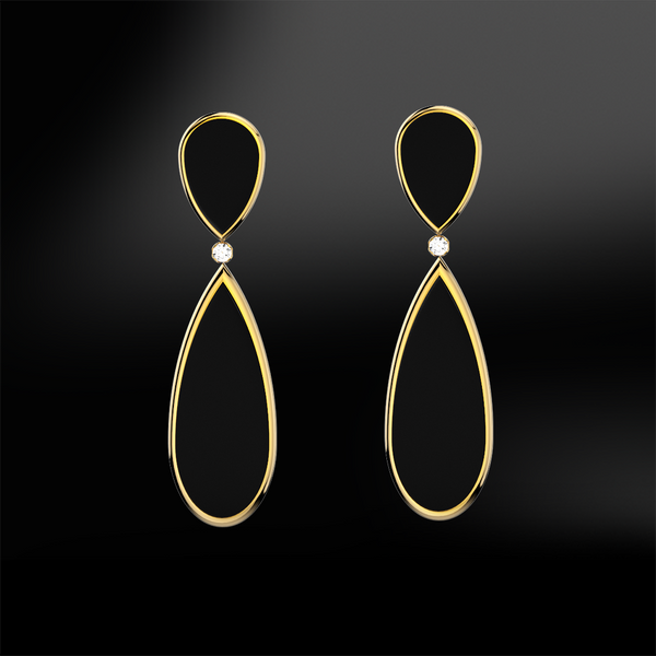 BLACK AGATE - DIAMOND Earrings