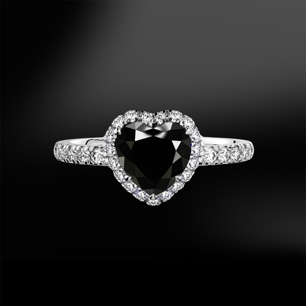 BLACK DIAMOND Heart Ring