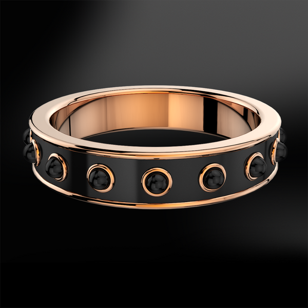 Onyx & Black Enamel Rose Gold Ring