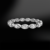 claw set marquise cut white GIA certified diamond wedding engagement gold eternity ring band