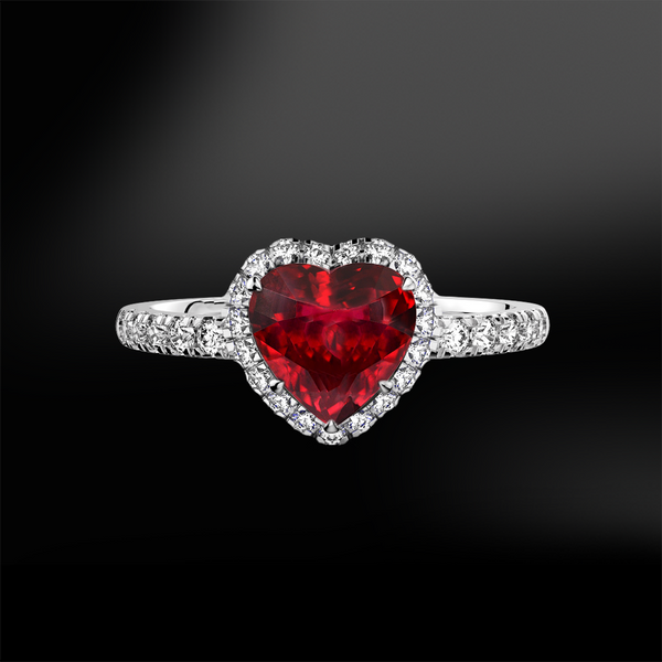 RUBY - DIAMOND Heart Ring