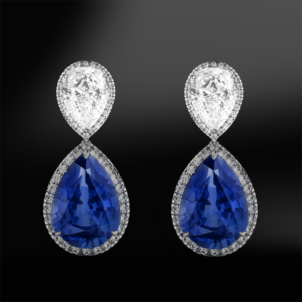 pear sapphire diamonds earrings