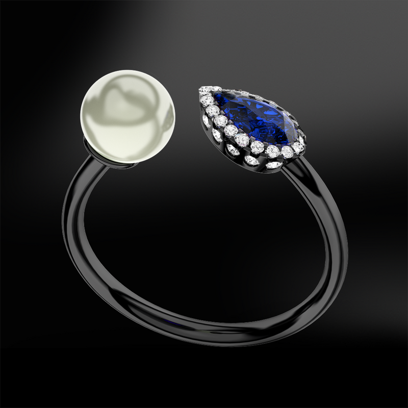 SAPPHIRE - DIAMOND - PEARL Ring
