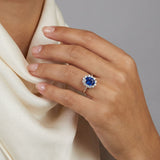 Kate Middleton's Oval Sapphire princess diana and Diamond Halo Ring, 950 Platinum