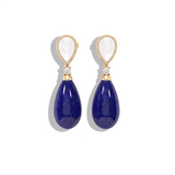 Mother of Pearl, Lapis Lazuli, Diamond Teardrop Earrings, 18K Gold
