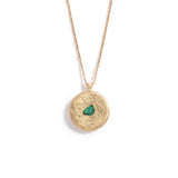 Raw Emerald Necklace in 18K Textured Gold