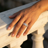 Marquise Diamond Bezel Triple Row Eternity Ring, 18K White Gold