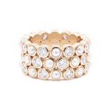 Three Row Diamond & Pearl Eternity Ring