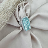 Cushion aquamarine diamonds platinum gold ring