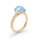 Cabochon Aquamarine and Diamond Ring, 18K Gold 