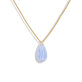 Blue Agate & Diamond Pendant, 18K Gold
