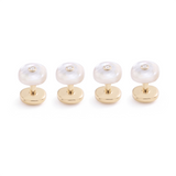 Cabochon Mother of Pearl & Diamond Shirt Studs, 18K Gold
