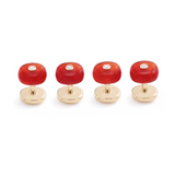 Cabochon Carnelian & Diamond Shirt Studs, 18K Gold