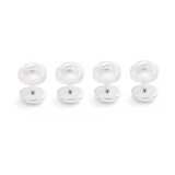 Cabochon Mother of Pearl & Diamond Shirt Studs, 18K White Gold