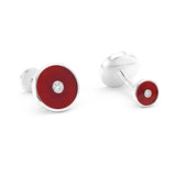 Carnelian & Diamond Round Cufflinks 18K White Gold