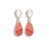 Mother of Pearl, Coral, Diamond Teardrop Earrings, 18K Gold