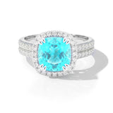 Cushion Neon Paraiba Tourmaline & Diamond Ring, 950 Platinum