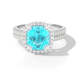 Cushion Neon Paraiba Tourmaline & Diamond Ring, 950 Platinum