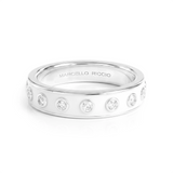 Diamonds and White Enamel Eternity Ring, 18K Gold