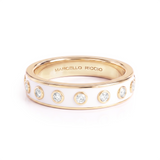 Diamonds and White Enamel Eternity Ring, 18K Gold