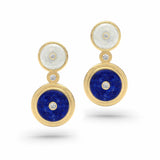 Lapis Lazuli & Diamond Talisman Drop Earrings, 18K Raw Gold