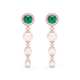 Cabochon Emerald, Diamond & Pearl Drop Earrings, 18K Gold