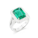 Emerald & Diamond Claw Set Ring