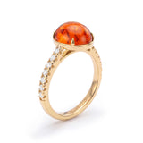 Cabochon spessartite garnet and Diamond Ring, 18K Gold