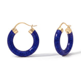 Lapis Lazuli Hoop Earrings, 18K Yellow Gold