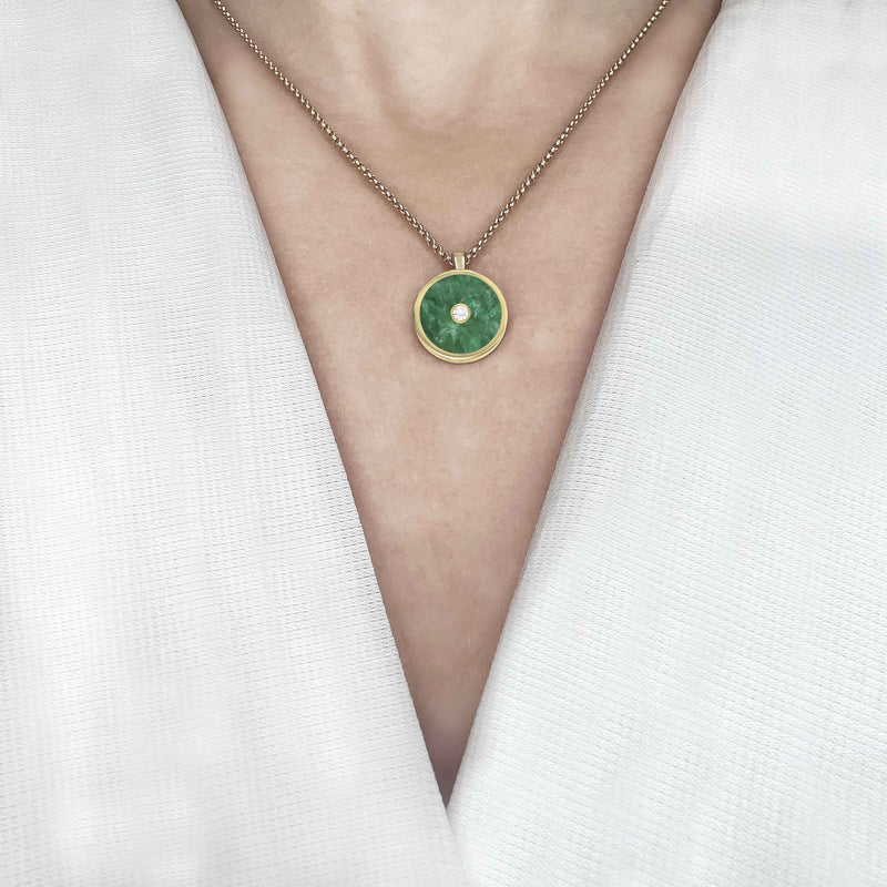 Jade and Diamond Amulet Pendant, 18K Gold