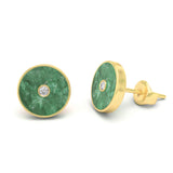 Jade & Diamond Amulet Stud Earrings, 18K Gold